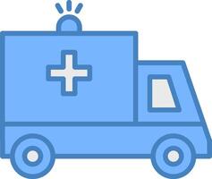Ambulance Line Filled Blue Icon vector
