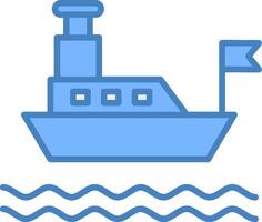 Ferry Line Filled Blue Icon vector