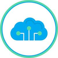 Cloud Circuit Flat Circle Icon vector
