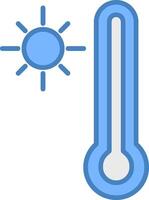 termómetro línea lleno azul icono vector