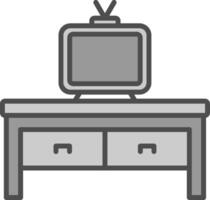 televisión mesa línea lleno escala de grises icono diseño vector