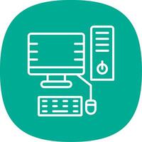 Desktop Computer Line Curve Icon Design vector