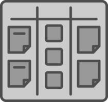Kanban línea lleno escala de grises icono diseño vector