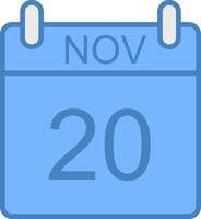 noviembre línea lleno azul icono vector