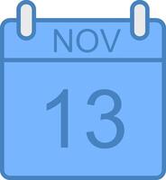 November Line Filled Blue Icon vector