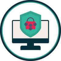 Security Computer Fix Flat Circle Icon vector