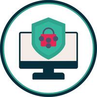 Security Computer Fix Flat Circle Icon vector