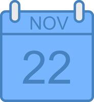 November Line Filled Blue Icon vector