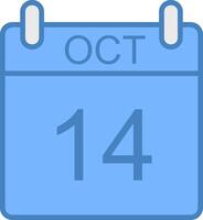 October Line Filled Blue Icon vector