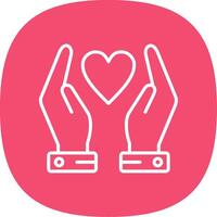Hands Holding Heart Line Curve Icon Design vector