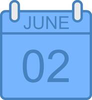 June Line Filled Blue Icon vector