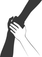 Silhouette Joining Hands holding in Harmony and Peace Between Races vector