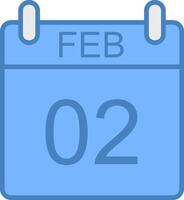 February Line Filled Blue Icon vector