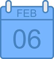 February Line Filled Blue Icon vector