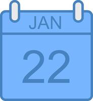 January Line Filled Blue Icon vector