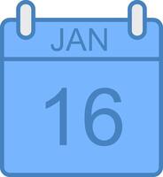 January Line Filled Blue Icon vector