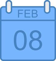 February Line Filled Blue Icon vector