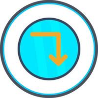 Turn Down Flat Circle Icon vector