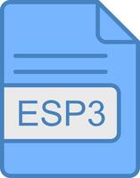 esp3 archivo formato línea lleno azul icono vector