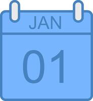 enero línea lleno azul icono vector