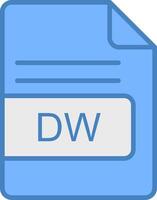 dw archivo formato línea lleno azul icono vector