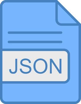 JSON File Format Line Filled Blue Icon vector