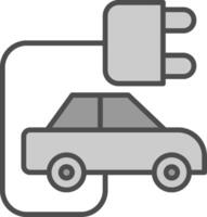 Electric Car Line Filled Greyscale Icon Design vector