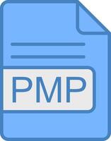 PMP File Format Line Filled Blue Icon vector