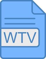 WTV File Format Line Filled Blue Icon vector