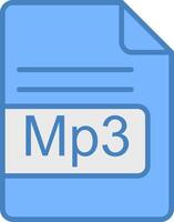 mp3 archivo formato línea lleno azul icono vector