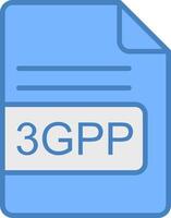 3GPP File Format Line Filled Blue Icon vector