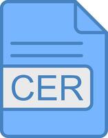 CER File Format Line Filled Blue Icon vector