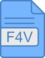 F4V File Format Line Filled Blue Icon vector