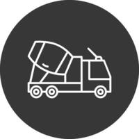 hormigón camión línea invertido icono diseño vector