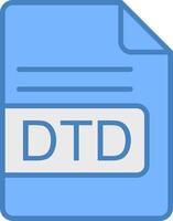 DTD File Format Line Filled Blue Icon vector