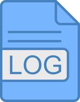 LOG File Format Line Filled Blue Icon vector