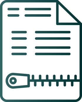 icono de degradado de línea de archivo zip vector
