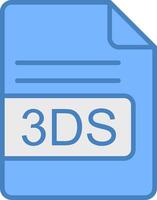 3DS File Format Line Filled Blue Icon vector