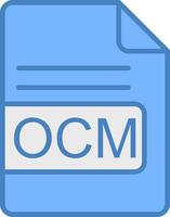 OCM File Format Line Filled Blue Icon vector