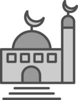 mezquita línea lleno escala de grises icono diseño vector