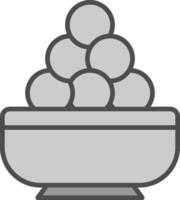 laddu línea lleno escala de grises icono diseño vector