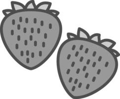 fresas línea lleno escala de grises icono diseño vector