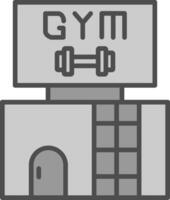 gimnasio línea lleno escala de grises icono diseño vector