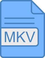 mkv archivo formato línea lleno azul icono vector