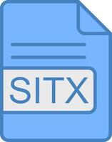 Sitx archivo formato línea lleno azul icono vector