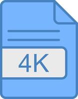 4K File Format Line Filled Blue Icon vector