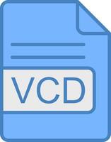 vcd archivo formato línea lleno azul icono vector