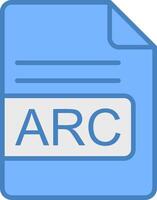 arco archivo formato línea lleno azul icono vector