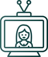 Television Line Gradient Icon vector