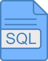 sql archivo formato línea lleno azul icono vector